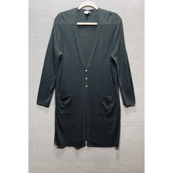 J. Jill Black Ribbed Knit Button Closure Cardigan Sweater Womens Size Large - Picture 3 of 14